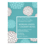 Modern Wedding Invitation :: Aqua Flowers