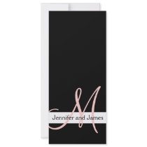 Modern Wedding Invitation Monogram Black Pink