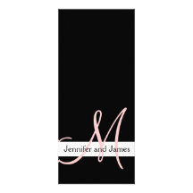 Modern Wedding Invitation Monogram Black Pink