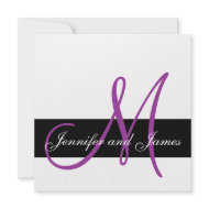Modern Wedding Invitation Monogram Purple invitation