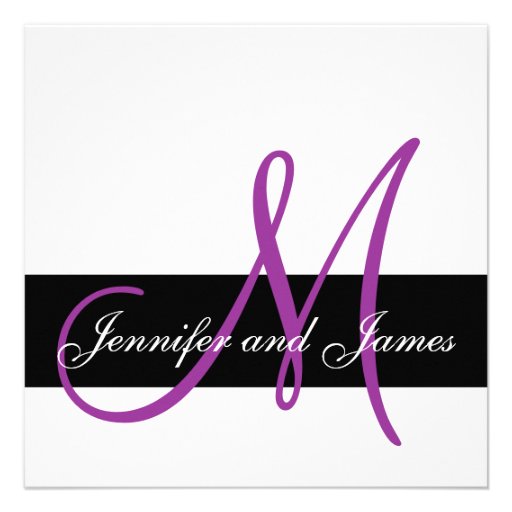 Modern Wedding Invitation Monogram Purple