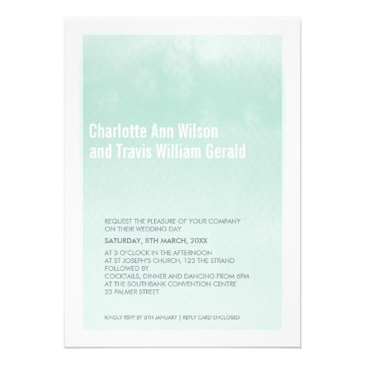 MODERN WEDDING INVITATION : ombre watercolor mint