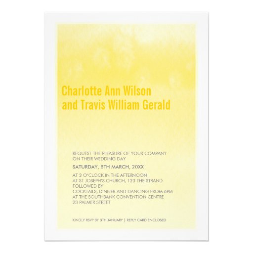 MODERN WEDDING INVITATION ombre watercolor yellow