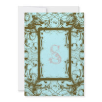 Modern Wedding Invite Aqua and Brown