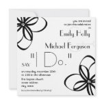 Modern Wedding Invite - Black & White With Flowers