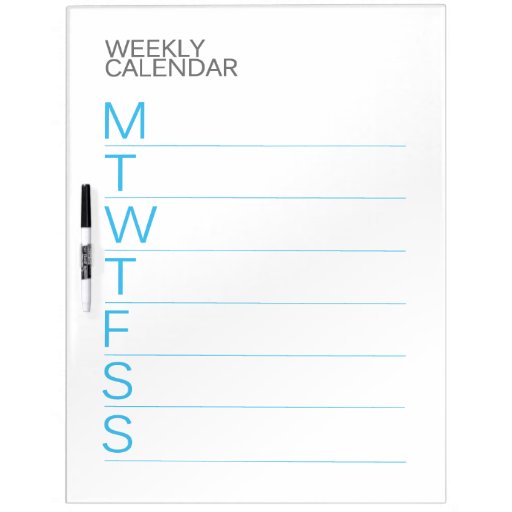 Modern Weekly Calendar Dry Erase Whiteboard Zazzle