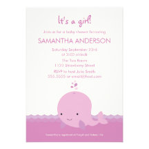 Modern Whale Baby Shower Invitation - Girl