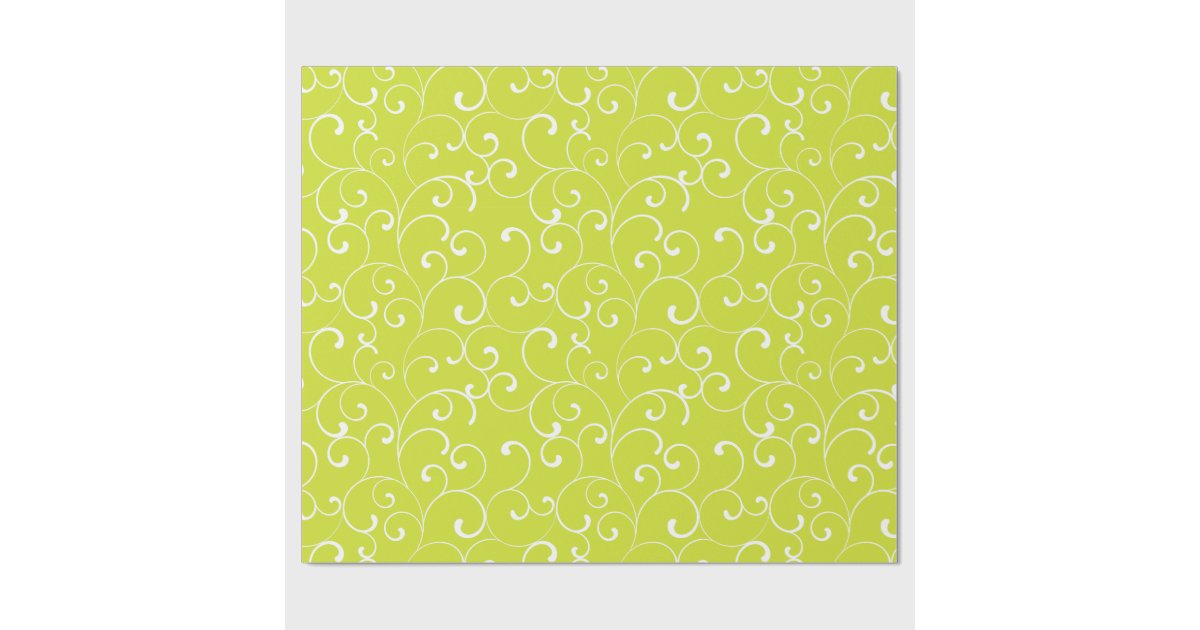 Modern Whimsical Curls Lime Green Wrapping Paper Zazzle