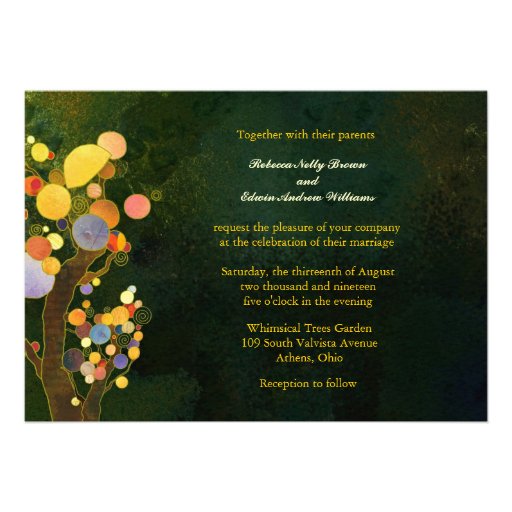 Modern Whimsical Trees Elegant Formal Wedding Personalized Invites