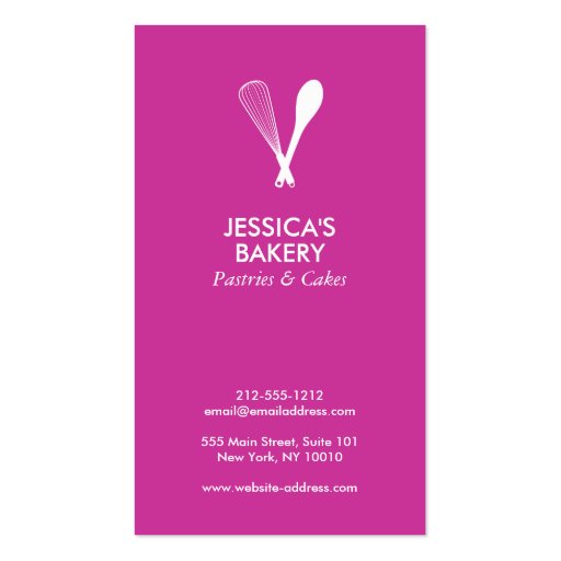 MODERN WHISK & SPOON LOGO on BERRY Business Card (front side)