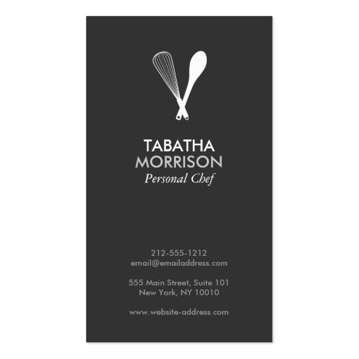 MODERN WHISK & SPOON on DK GRAY Business Card (front side)