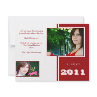 Modern White and Red Quad Graduation invitation