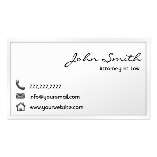 Modern White Border Attorney Business Card (front side)