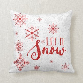 Modern white & burgundy snowflakes-let it snow pillows