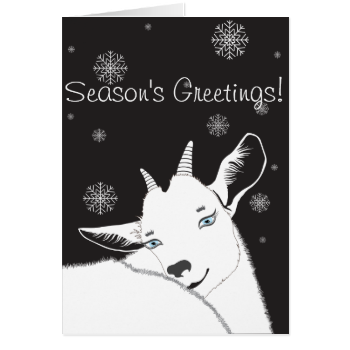 Modern White Christmas Goat Black Greeting Cards
