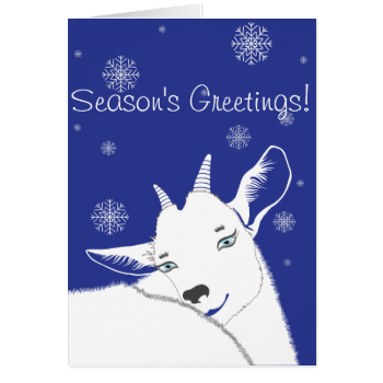 Modern White Christmas Goat Redlue Cards