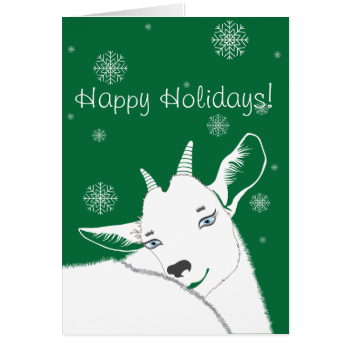 Modern White Christmas Goat Snowflakes Card