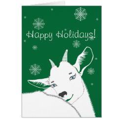 Modern White Christmas Goat Snowflakes Greeting Card