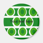 Modern white circles green background fridge magnets