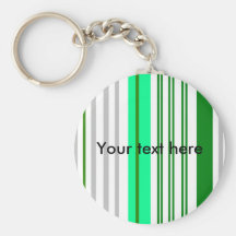 Modern white green and gray stripes key chain