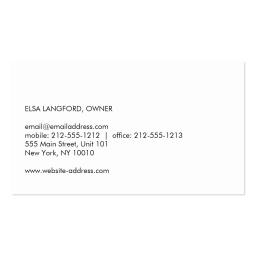 MODERN WHITE MARBLE LUXURY BOUTIQUE Business Card (back side)