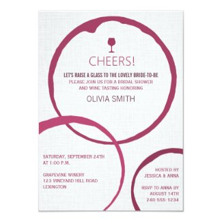 Modern Wine Stain Rings Bridal Shower Invitations 4.5" X 6.25" Invitation Card