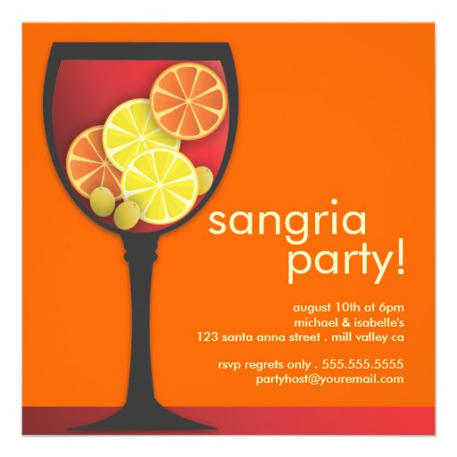 Modern Wineglass Sangria Party Invitation
