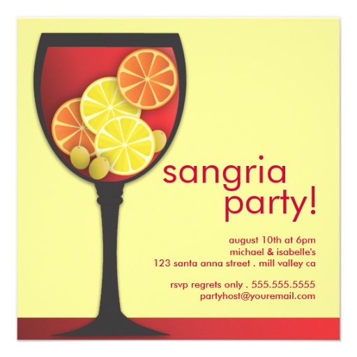 Modern Wineglass Sangria Party Invitation