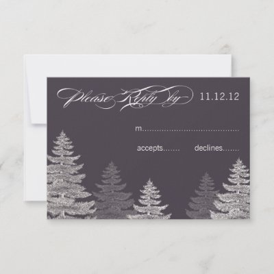Modern Elegant Winter Wedding Invitation RSVP Cards with trees