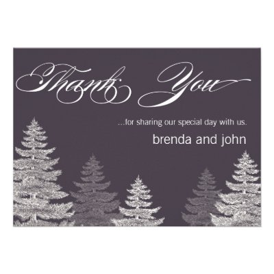 Modern Winter Wedding Thank You Cards Trees Custom Announcements