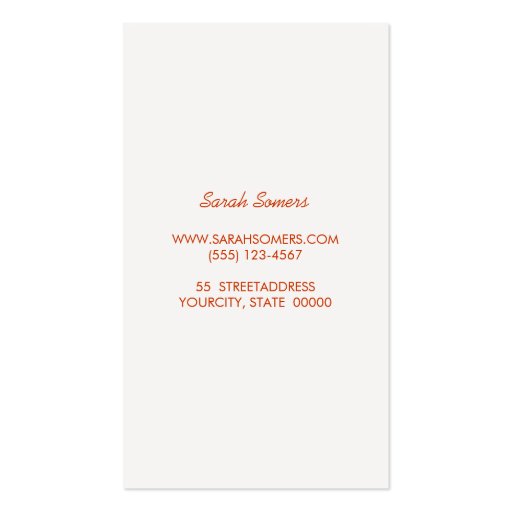 Modern Wood Stripes Orange Flowers Cosmetology Business Card Template (back side)