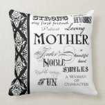 Modern Word Cloud Mother Text Sayings - Black Throw Pillow