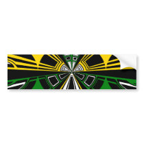 Modern yellow and green circle pattern bumper stickers