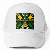 Modern yellow and green circle pattern hats