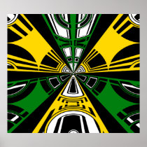 Modern yellow and green circle pattern posters