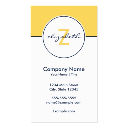 Modern Yellow and Navy Business Card (front side)