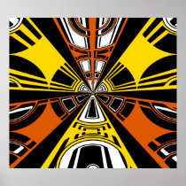 Modern yellow and orange circle pattern poster