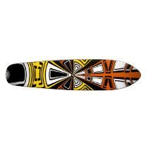 Modern yellow and orange circle pattern skateboard