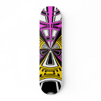 Modern yellow and pink circle pattern skate board decks