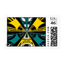 Modern yellow and teal circle design stamps