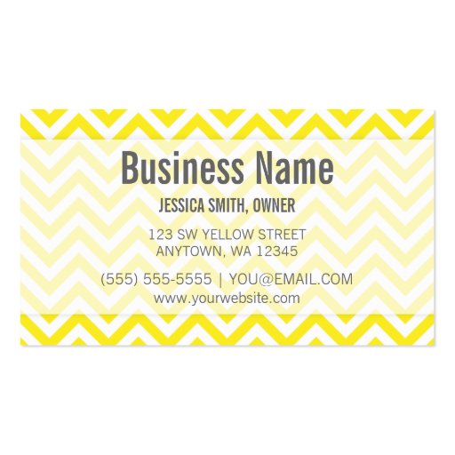 Modern Yellow and White Chevron Pattern Business Card Templates (front side)