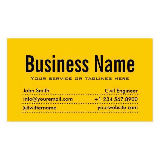 Modern Yellow Civil Engineer Business Card (front side)
