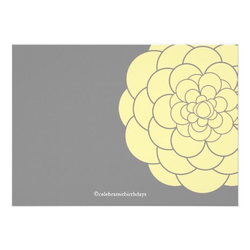 Modern Yellow Dahlia Bloom Birthday Party Personalized Invitations