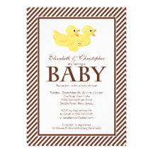 Modern Yellow Ducks Couple Baby Shower Personalized Invite