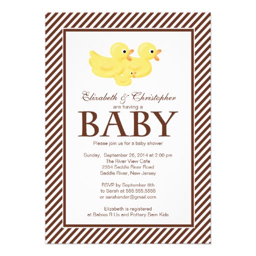 Modern Yellow Ducks Couple Baby Shower Personalized Invite