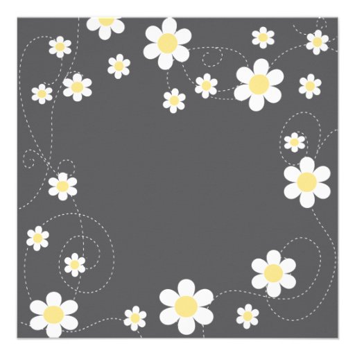 Modern Yellow Flowers Floral Neutral Baby Shower Personalized Invitation