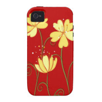 Modern  Yellow Flowers On Red casemate cases