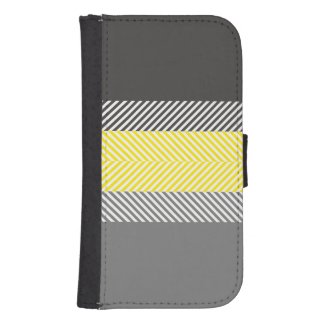Modern Yellow & Gray Geometric Stripes Pattern Phone Wallet Case
