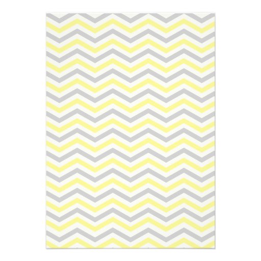 Modern yellow grey chevron zigzag wedding custom invites