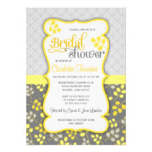 Modern Yellow & Grey Elegant Bridal Shower Custom Invitations